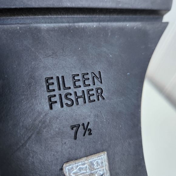 Eileen Fisher Size 7.5 M Suede Wedge Ankle Boots Lace Up black - Picture 10 of 10